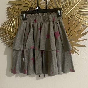 T2 Love Gray Skirt with Pink Stars